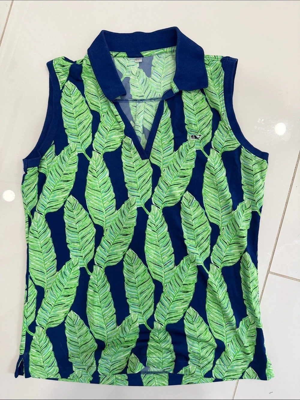 Vineyard Vines Men'Small Leaf Print Polo Shirt Small